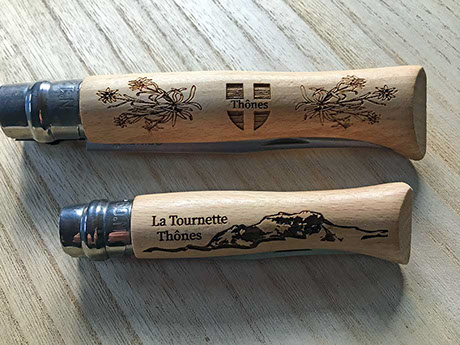 Opinel personnalisé à votre image en gravure laser, solide pratique et utile, un bon moyen de rester toujours présent auprès de vos clients. 