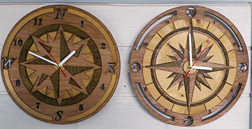 pendule rose des vents en bois style marine fabriqué en Haute Savoie par Thim Montagn'art