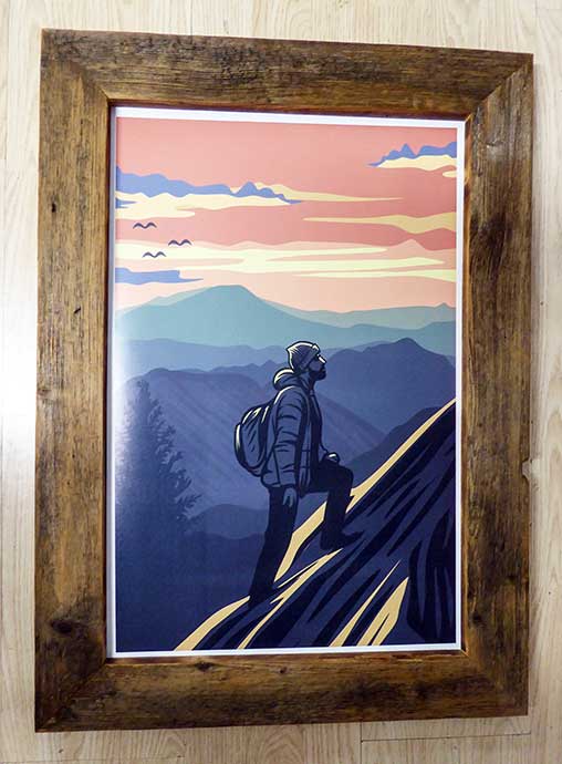 poster tableau photo personnalisé style montagne avec non, prénom, humour impression possible à l'unité thym montagn'art