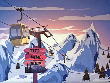 Poster grand format personnalisé style montagne avec vos prénoms humour ou texte de votre choix