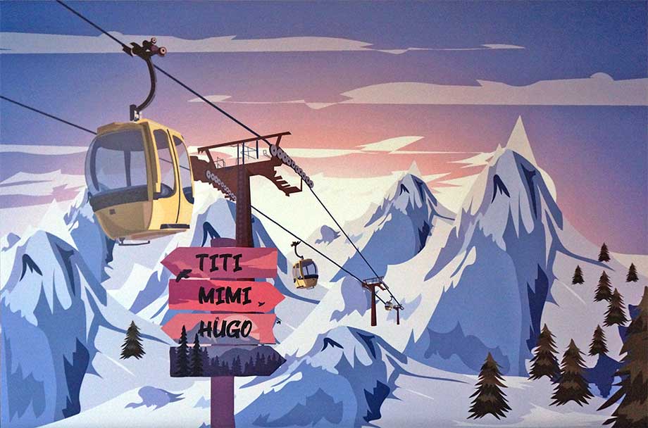 Poster grand format personnalisé style montagne avec vos prénoms humour ou texte de votre choix