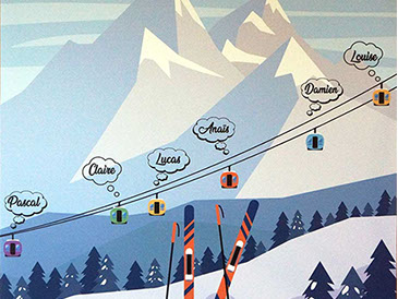 Poster de vacances au ski avec vos prénoms, souvenirs sympa 100% personnalisé par thim montagn'art à Serraval Haute Savoie