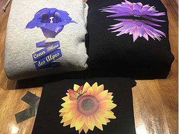 Flocage de qualité sur tee-shirt, casquettes, vêtements... Contactez nous pour en savoir plus. petite quantité ou à l'unité possible