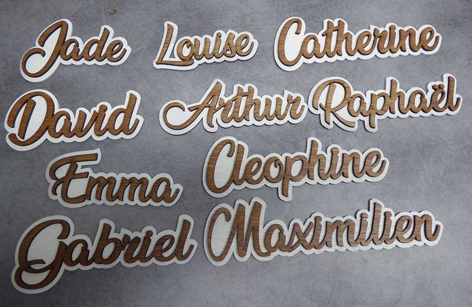 prénoms découpés artisanat savoyard fabriqué en France par l'entreprise thim montagn'art située en Haute Savoie arvimedia