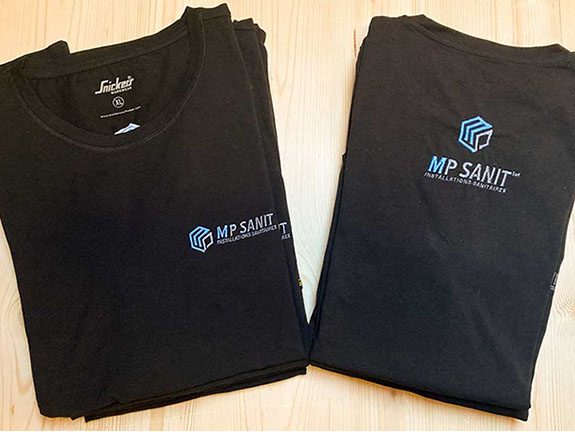 Broderie publicitaire sur tee shirt réalisationThim Montagn'Art