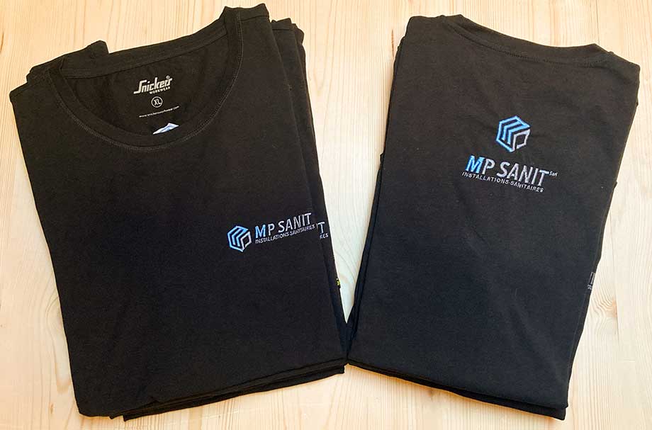 Broderie publicitaire sur tee shirt réalisationThim Montagn'Art